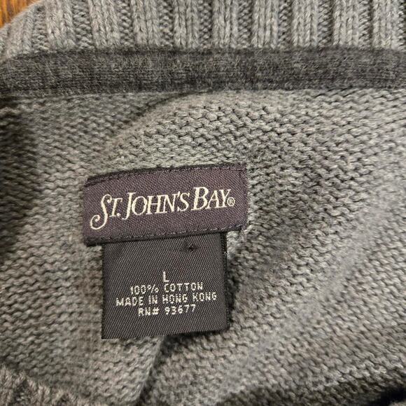 St. Johns Bay Grey Sweater Mens Large - Picture 3 of 7